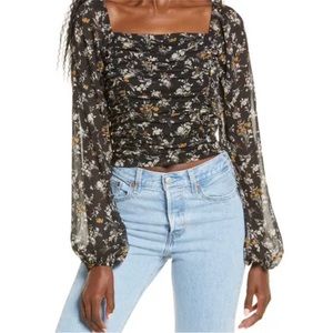 All in Favor Long Sleeve Square Ruched Top